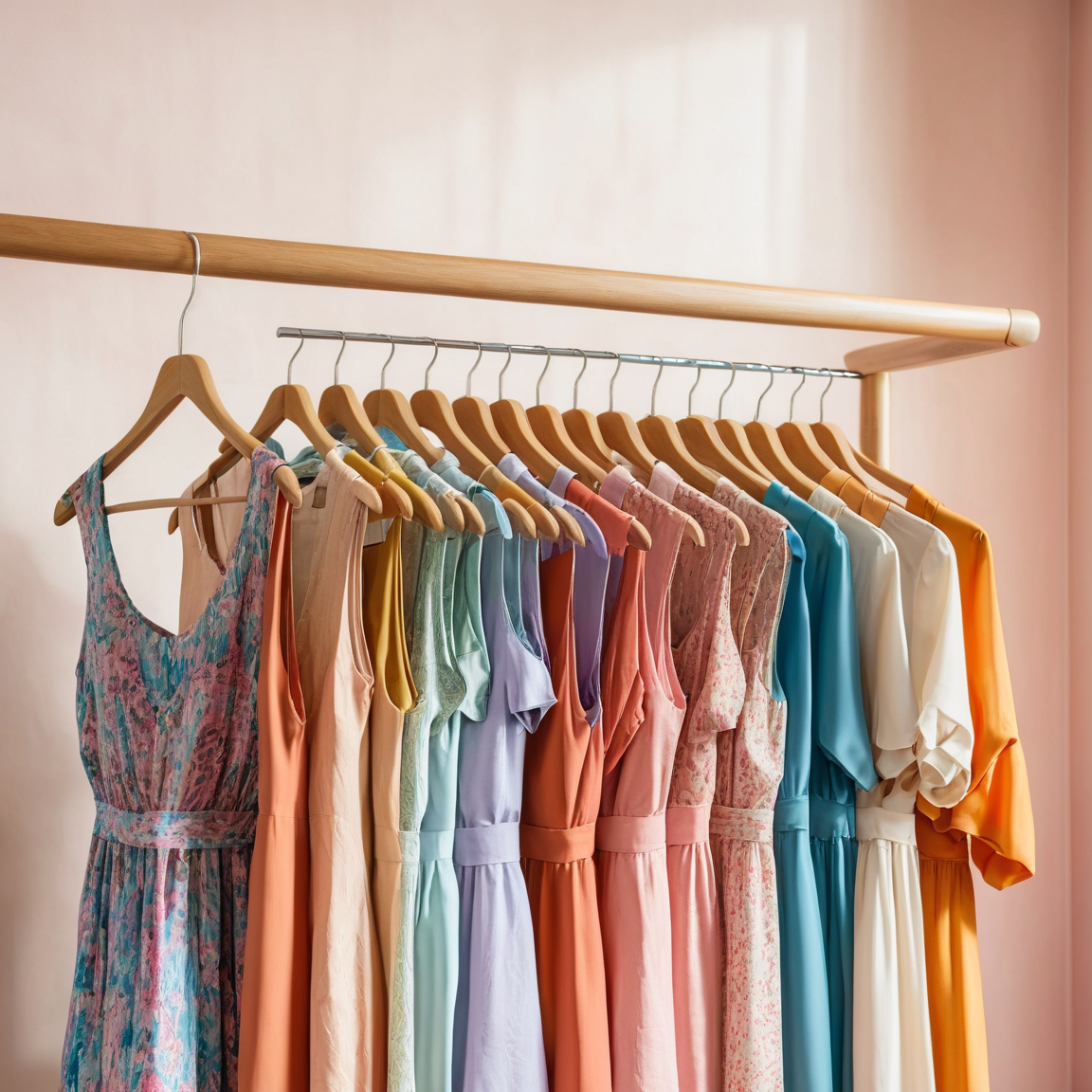 Dameklær på stativ